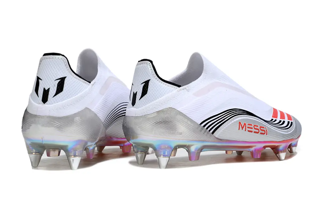 F50 Elite Laceless x Messi Blanc/Noir/Rouge (SG) Bonplancrampons