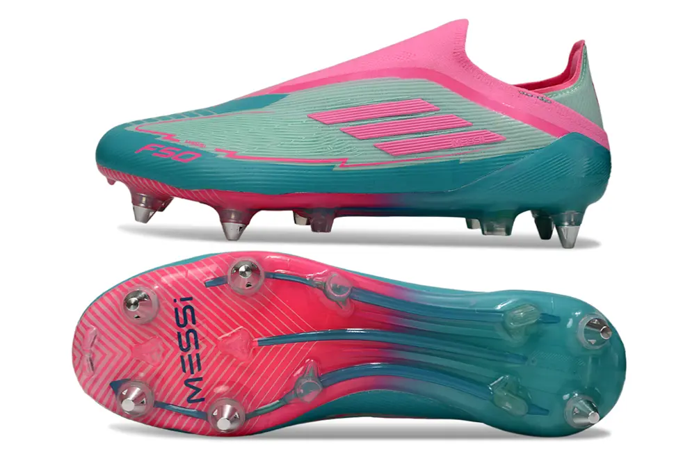 F50 Elite Laceless x Messi Rose/Bleu (SG) Bonplancrampons