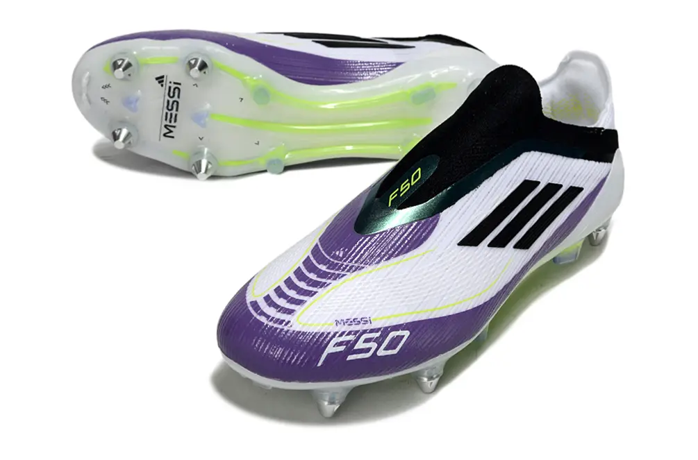 F50 Elite Laceless x Messi Violet/Blanc/Noir (SG) Bonplancrampons