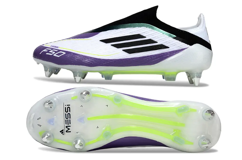 F50 Elite Laceless x Messi Violet/Blanc/Noir (SG) Bonplancrampons