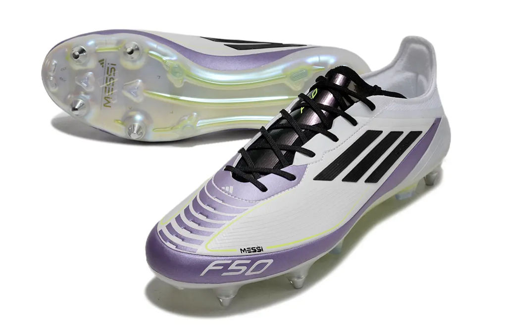 F50 Elite Messi Blanc/Violet/Noir (SG) Bonplancrampons