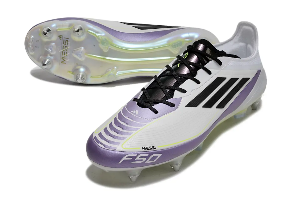 F50 Elite Messi Blanc/Violet/Noir (SG) Bonplancrampons