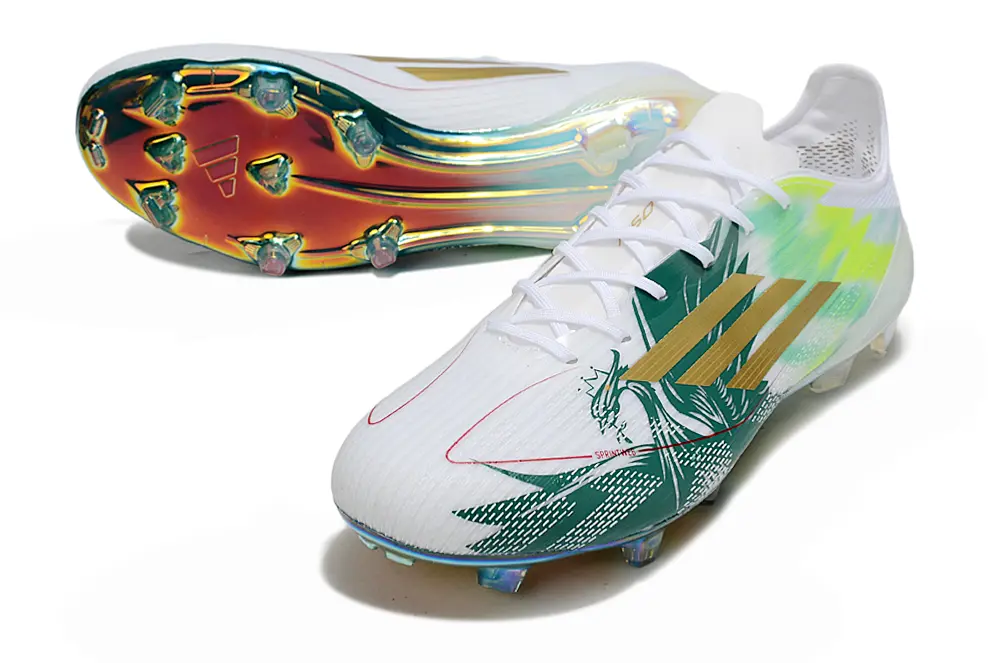F50 Elite Mohamed Salah Blanc/Vert/Jaune (FG) Bonplancrampons