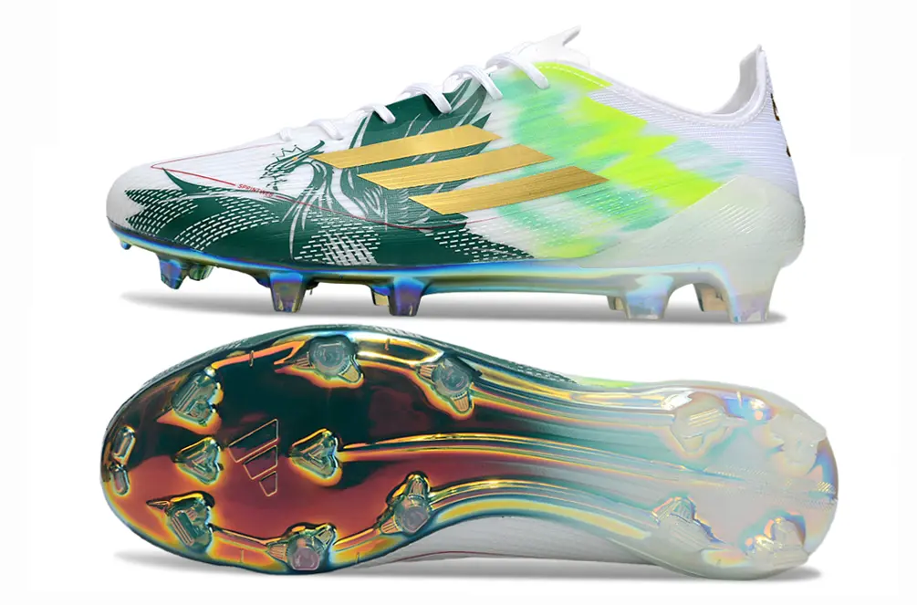 F50 Elite Mohamed Salah Blanc/Vert/Jaune (FG) Bonplancrampons