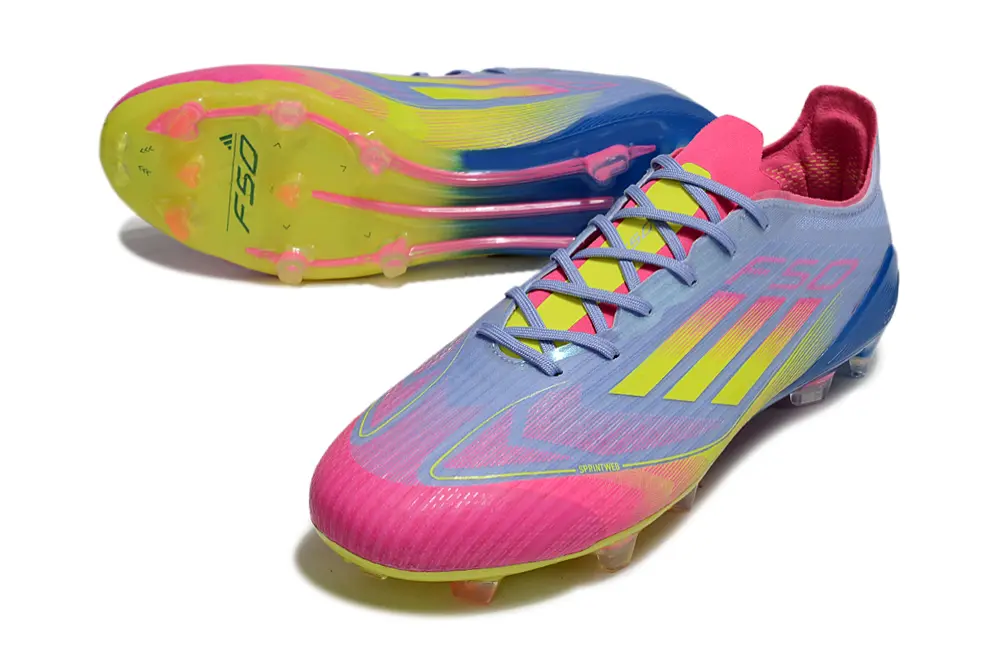 F50 Elite Rose/Bleu/Jaune (FG) Bonplancrampons