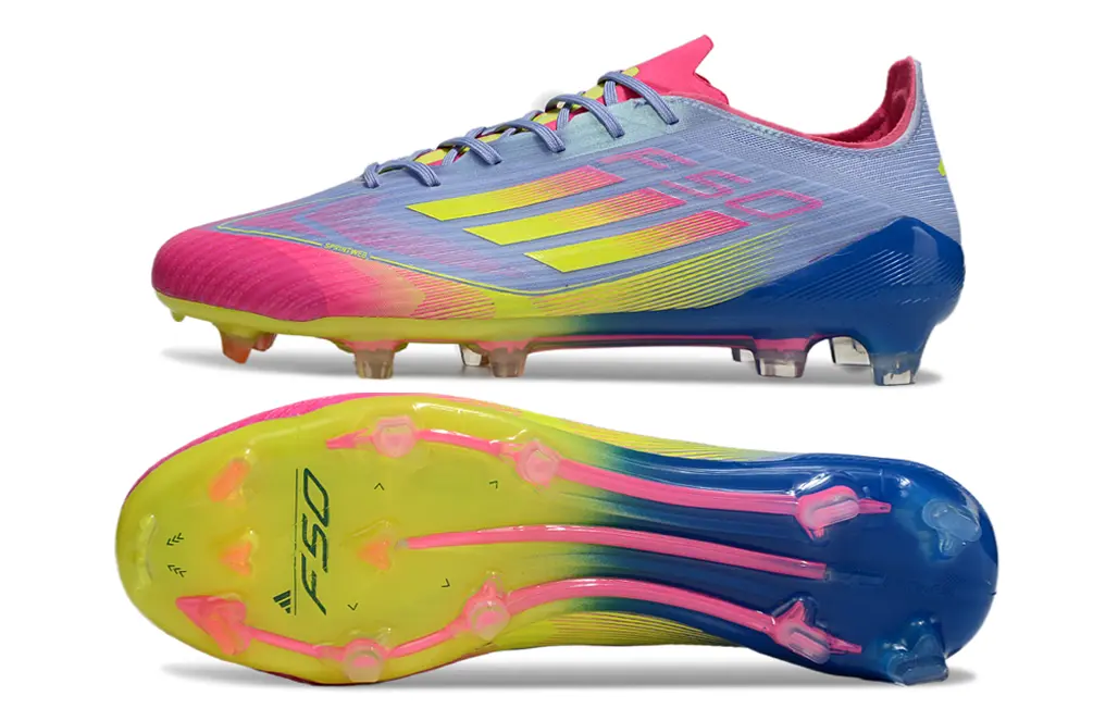 F50 Elite Rose/Bleu/Jaune (FG) Bonplancrampons