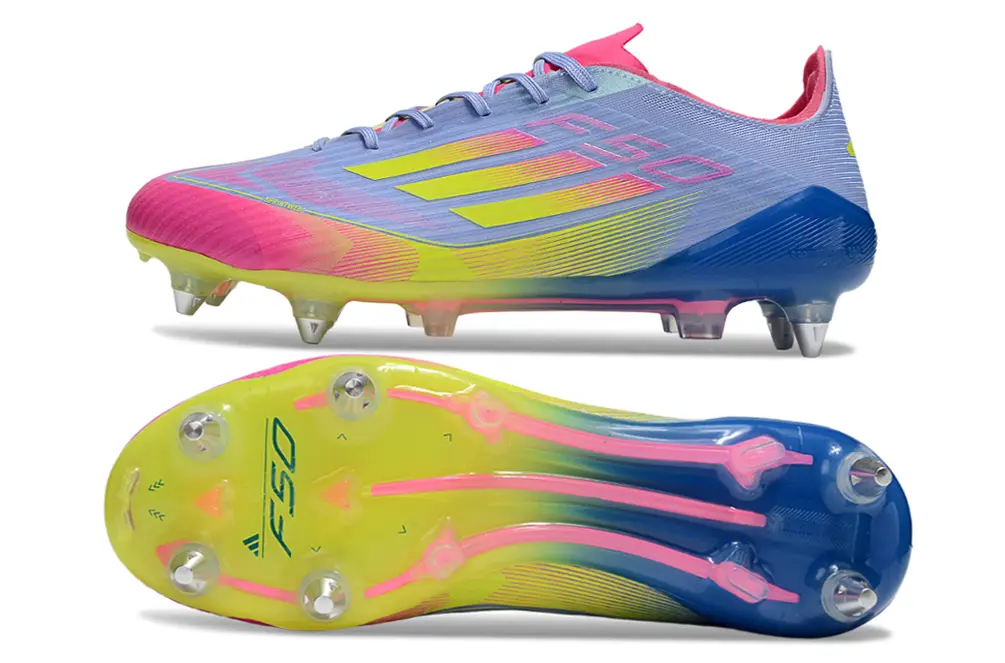 F50 Elite Rose/Bleu/Jaune (SG) Bonplancrampons