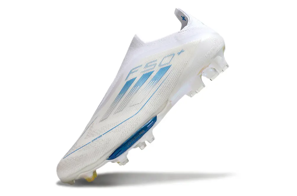 F50+ Elite Laceless Blanc/Bleu (FG) Bonplancrampons
