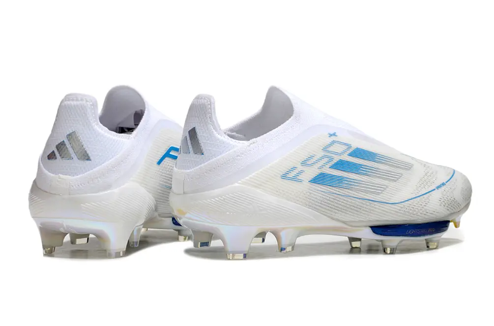 F50+ Elite Laceless Blanc/Bleu (FG) Bonplancrampons
