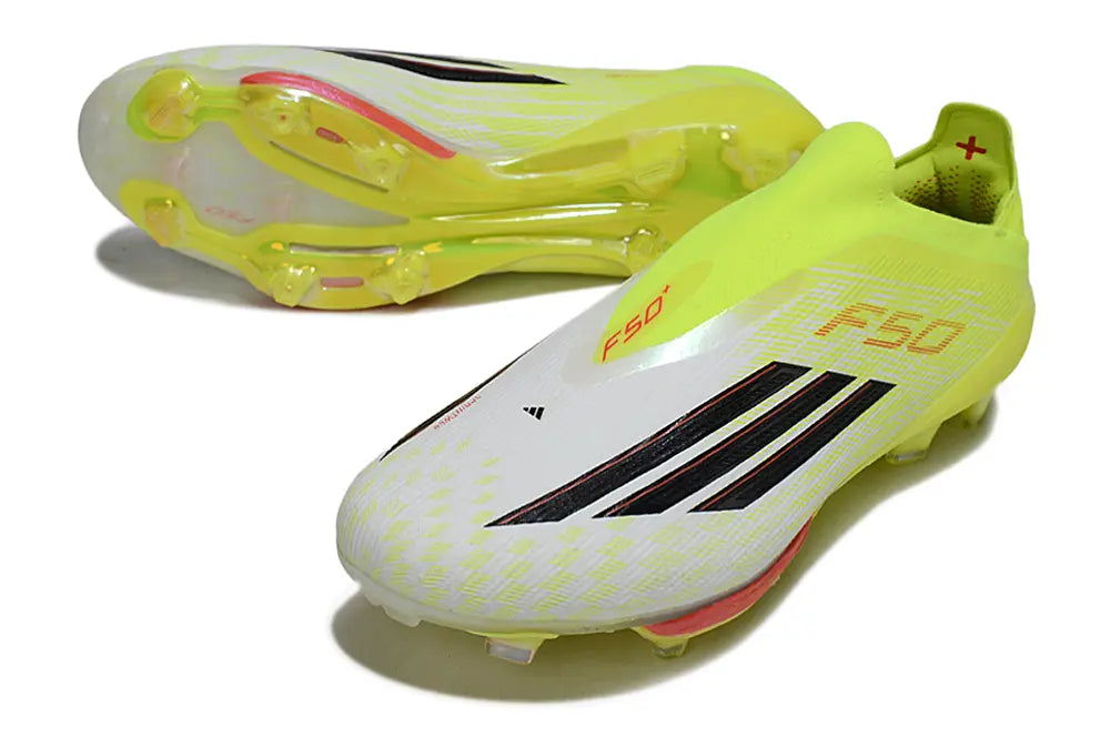 F50+ Elite Laceless Blanc/Jaune/Noir (FG) Bonplancrampons