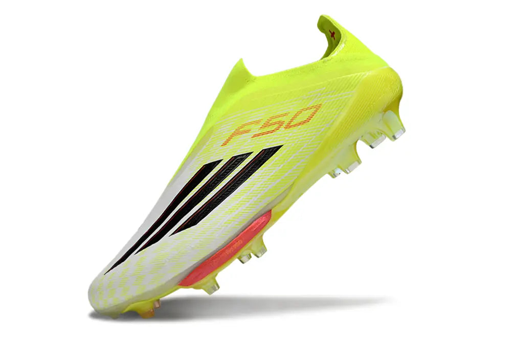F50+ Elite Laceless Blanc/Jaune/Noir (FG) Bonplancrampons