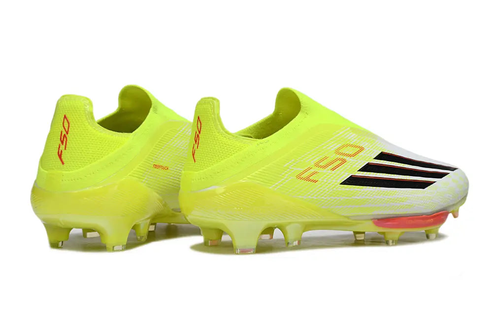 F50+ Elite Laceless Blanc/Jaune/Noir (FG) Bonplancrampons