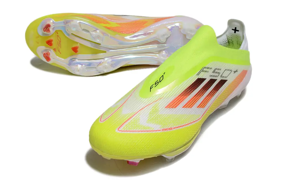 F50+ Elite Laceless Blanc/Jaune/Rouge (FG) Bonplancrampons