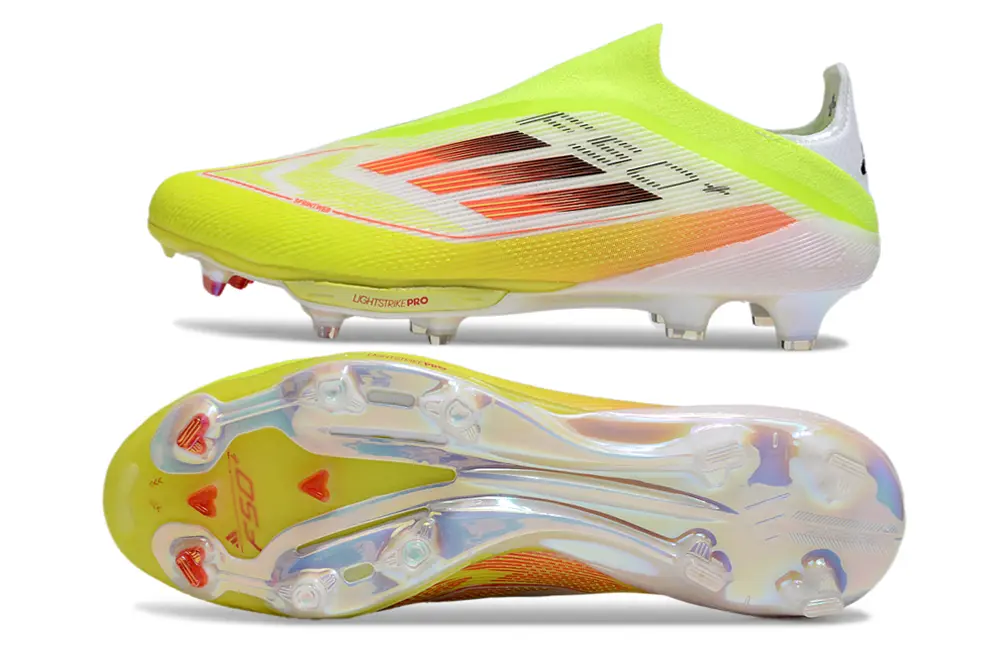 F50+ Elite Laceless Blanc/Jaune/Rouge (FG) Bonplancrampons
