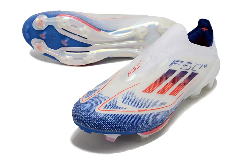 F50+ Elite Laceless Blanc/Rouge/Bleu (FG) Bonplancrampons