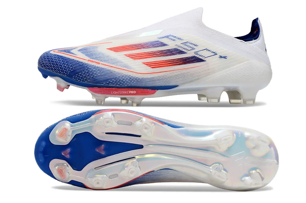 F50+ Elite Laceless Blanc/Rouge/Bleu (FG) Bonplancrampons