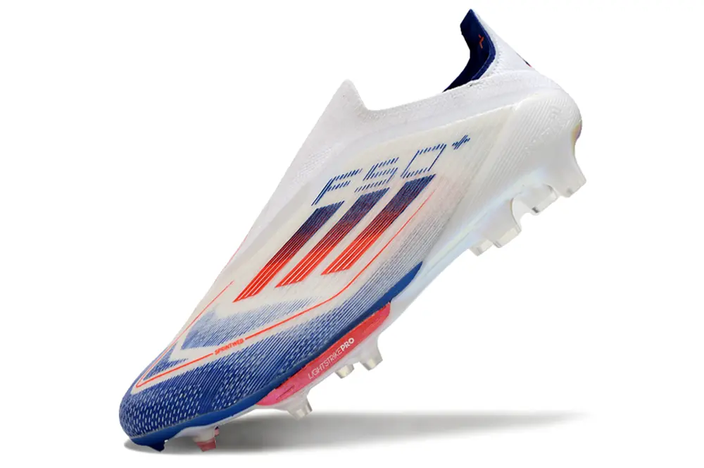F50+ Elite Laceless Blanc/Rouge/Bleu (FG) Bonplancrampons