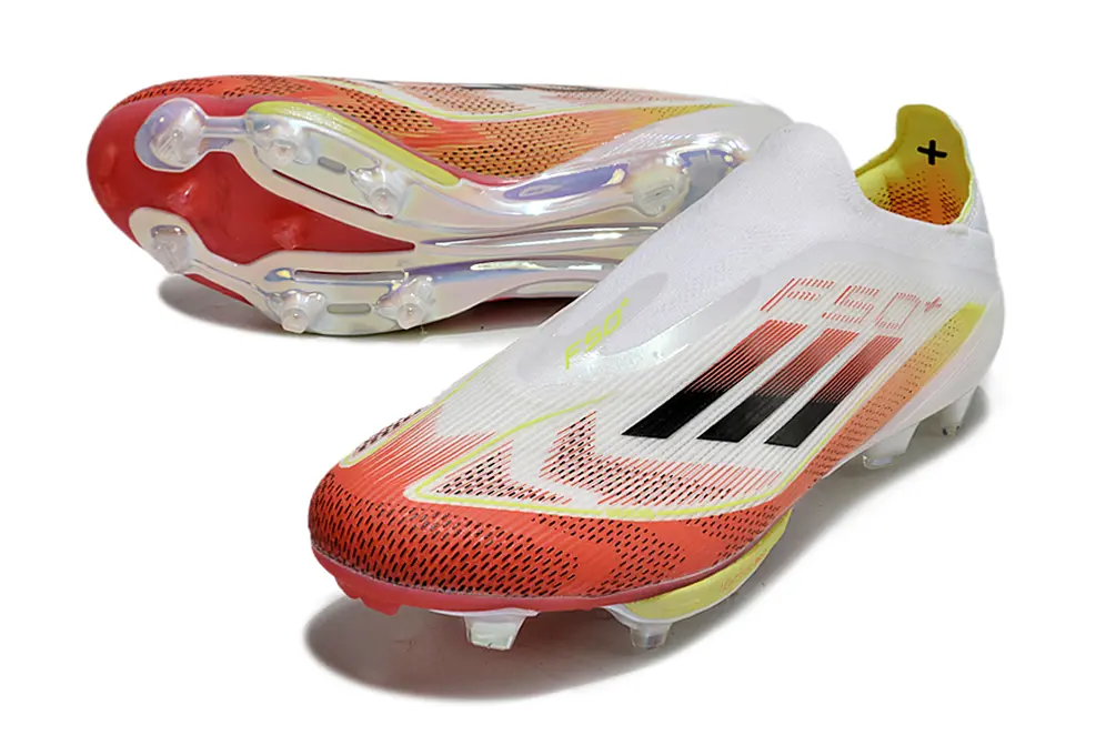 F50+ Elite Laceless Blanc/Rouge/Jaune (FG) Bonplancrampons