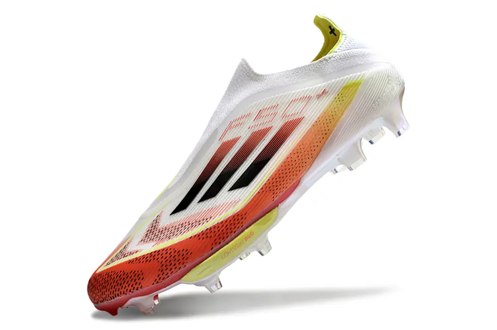 F50+ Elite Laceless Blanc/Rouge/Jaune (FG) Bonplancrampons