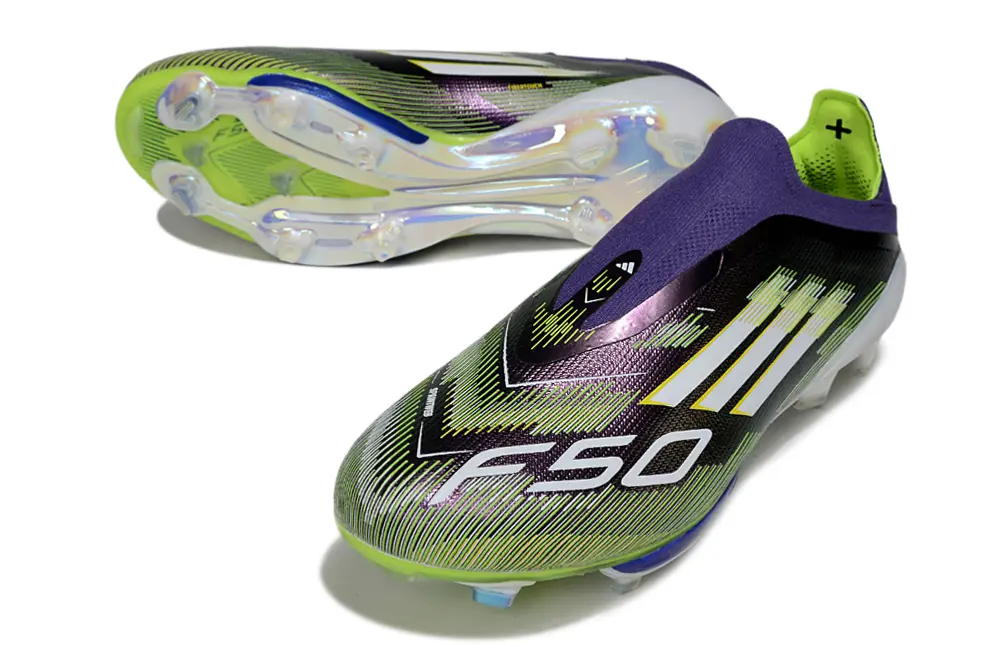 F50+ Elite Laceless Blanc/Violet/Vert (FG) Bonplancrampons