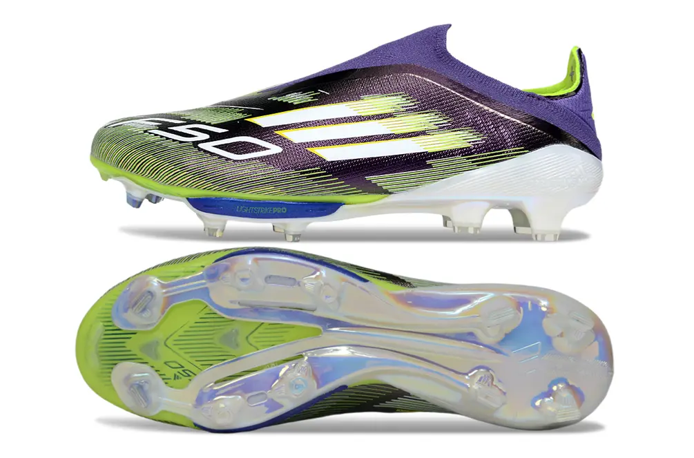 F50+ Elite Laceless Blanc/Violet/Vert (FG) Bonplancrampons