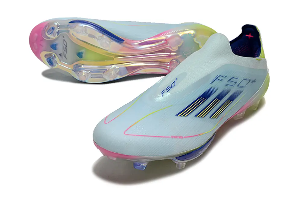 F50+ Elite Laceless Bleu Claire/Rose/Jaune (FG) Bonplancrampons