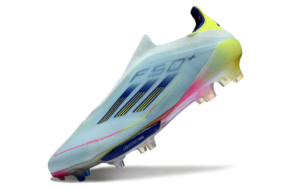 F50+ Elite Laceless Bleu Claire/Rose/Jaune (FG) Bonplancrampons