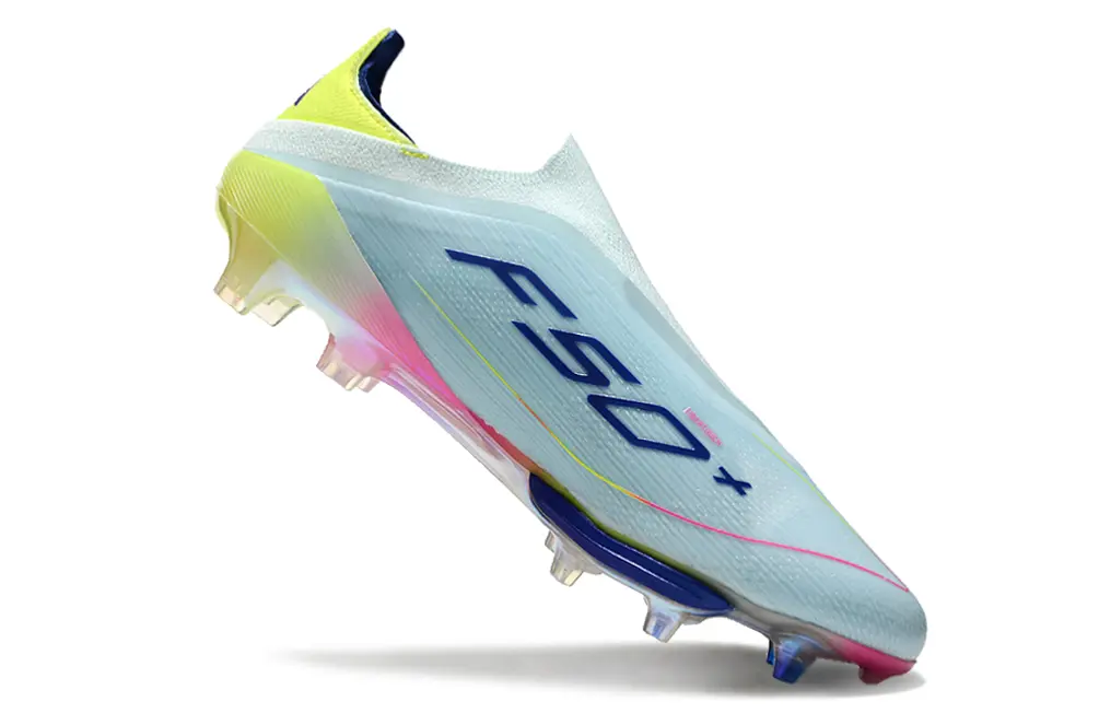 F50+ Elite Laceless Bleu Claire/Rose/Jaune (FG) Bonplancrampons