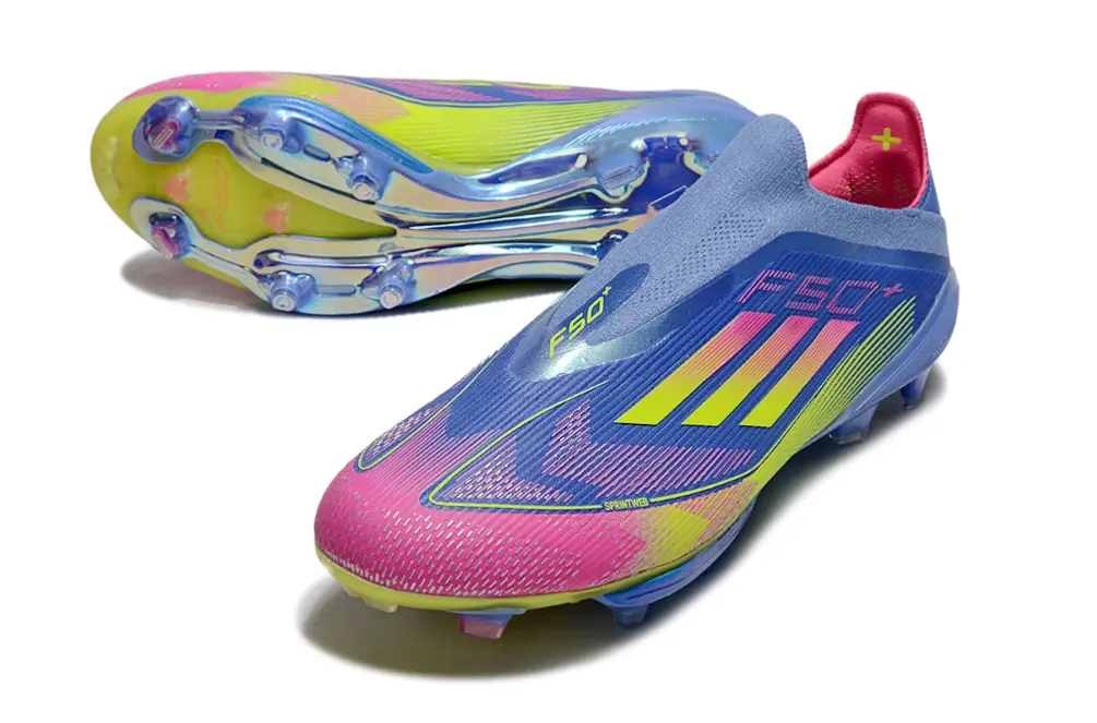 F50+ Elite Laceless Bleu/Rose/Jaune (FG) Bonplancrampons