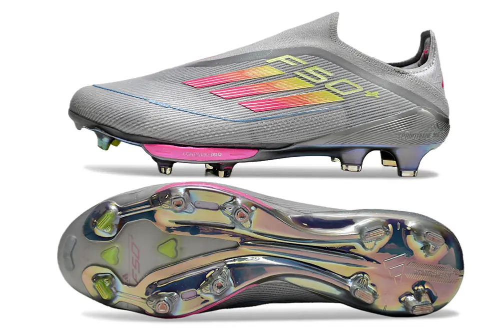 F50+ Elite Laceless Gris/Rose/Jaune (FG) Bonplancrampons