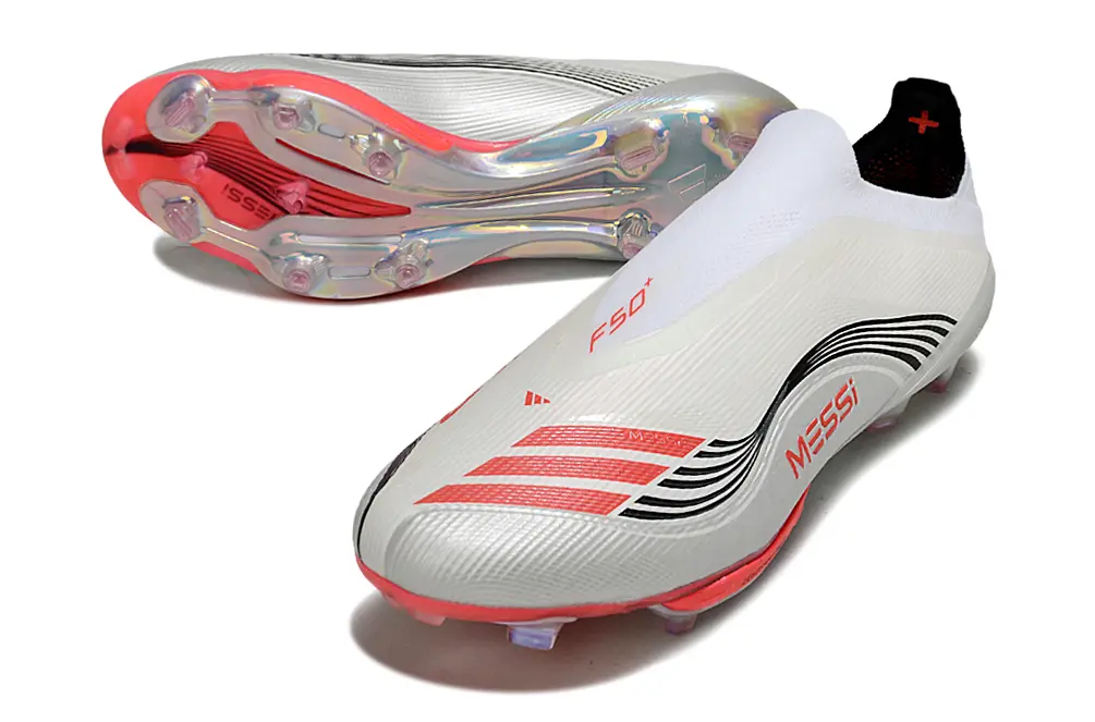 F50+ Elite Laceless Messi Blanc/Rouge (FG) Bonplancrampons