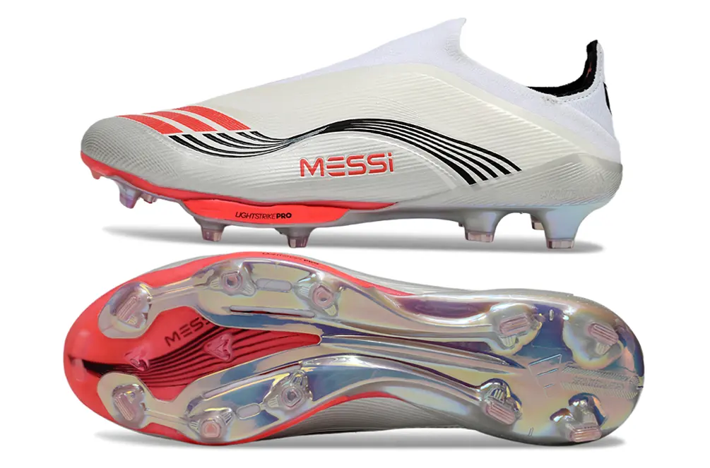 F50+ Elite Laceless Messi Blanc/Rouge (FG) Bonplancrampons