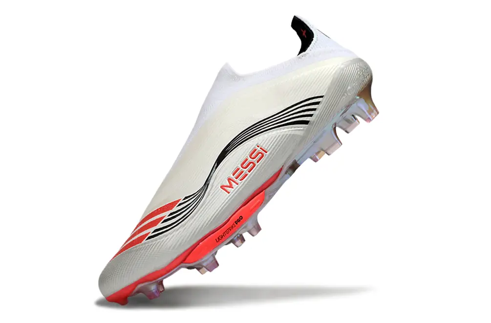 F50+ Elite Laceless Messi Blanc/Rouge (FG) Bonplancrampons