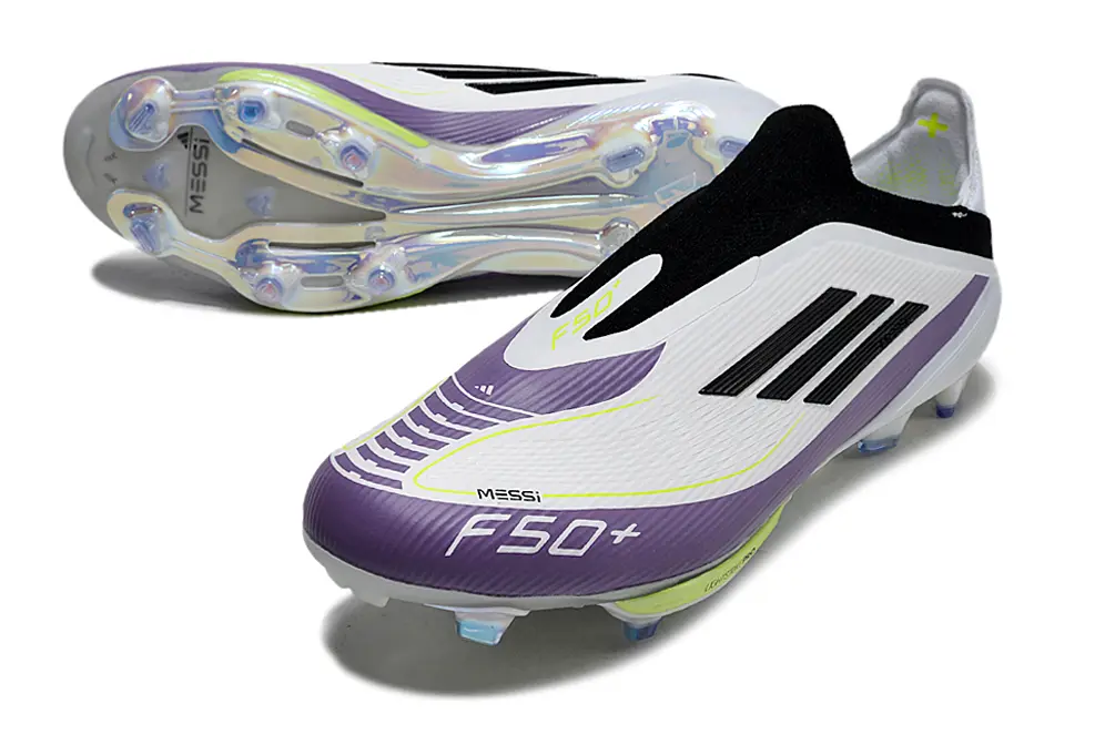 F50+ Elite Laceless Messi Blanc/Violet/Noir (FG) Bonplancrampons