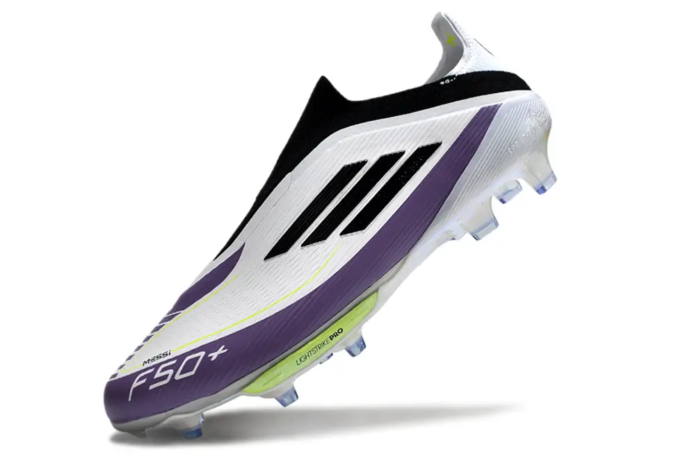F50+ Elite Laceless Messi Blanc/Violet/Noir (FG) Bonplancrampons