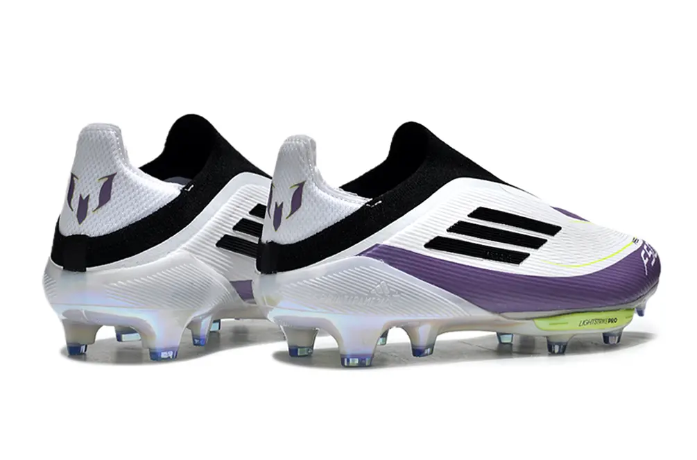 F50+ Elite Laceless Messi Blanc/Violet/Noir (FG) Bonplancrampons