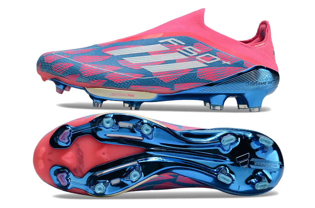 F50+ Elite Laceless Rose/Bleu (FG) Bonplancrampons