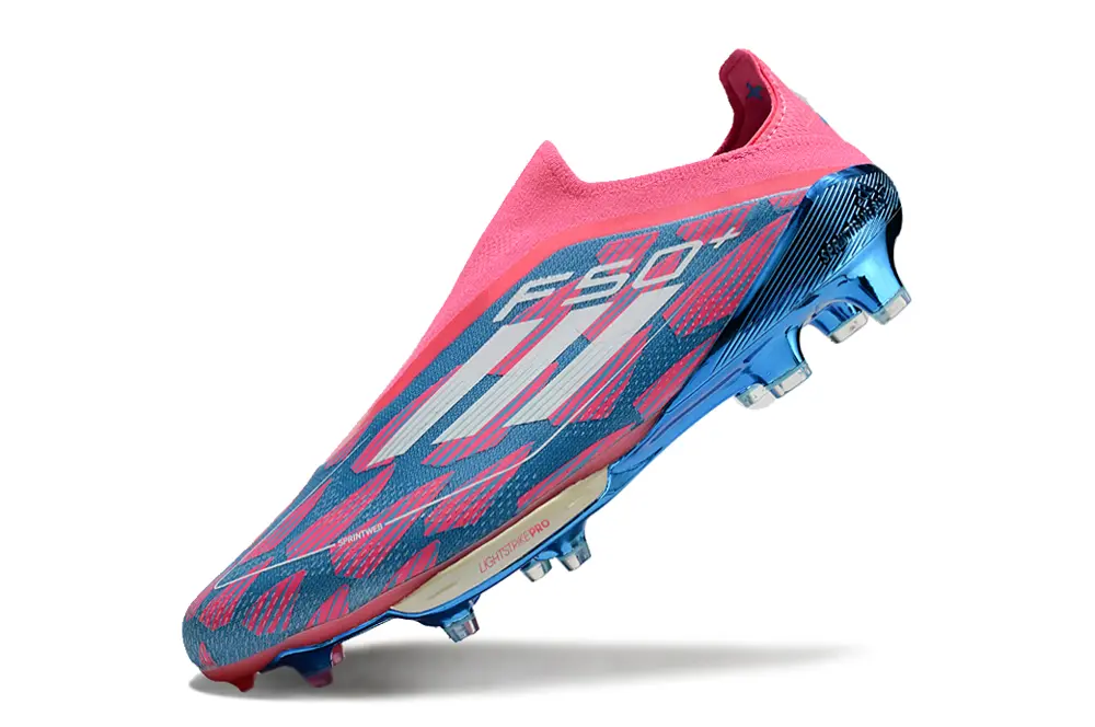 F50+ Elite Laceless Rose/Bleu (FG) Bonplancrampons