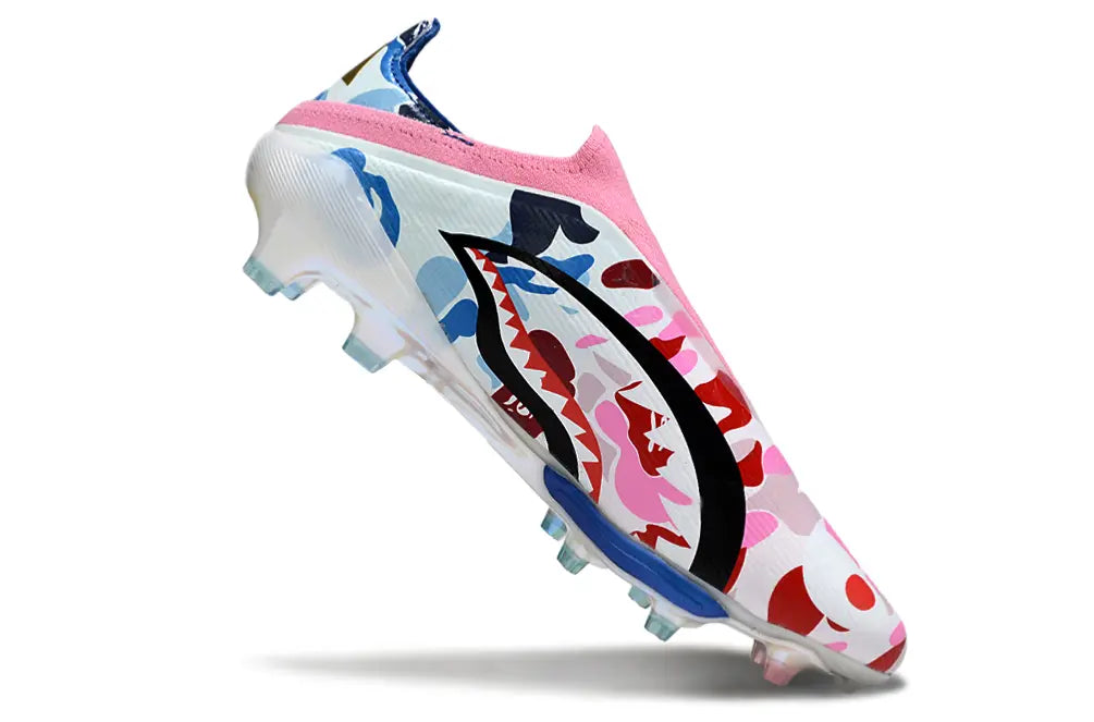 F50+ Elite Laceless x BAPE Bleu/Blanc/Rose (FG) Bonplancrampons