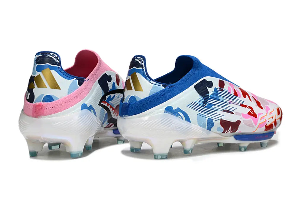 F50+ Elite Laceless x BAPE Bleu/Blanc/Rose (FG) Bonplancrampons