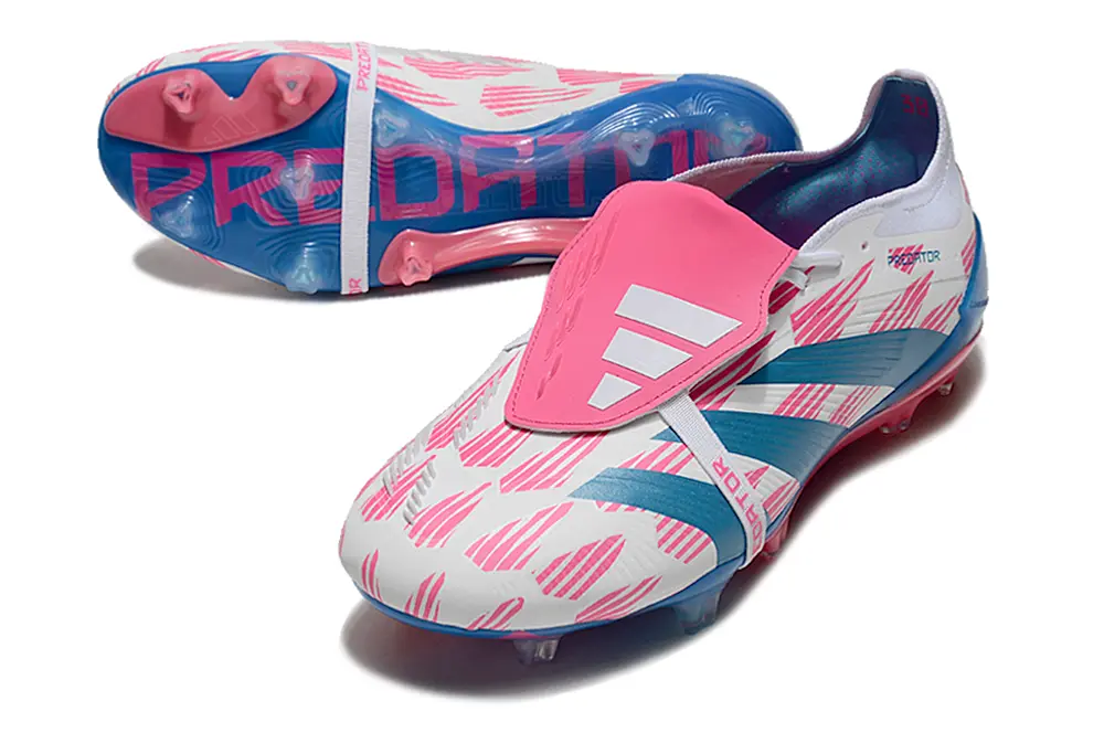 Predator 24 Elite Fold-over Tongue Blanc/Bleu/Rose (FG) Bonplancrampons