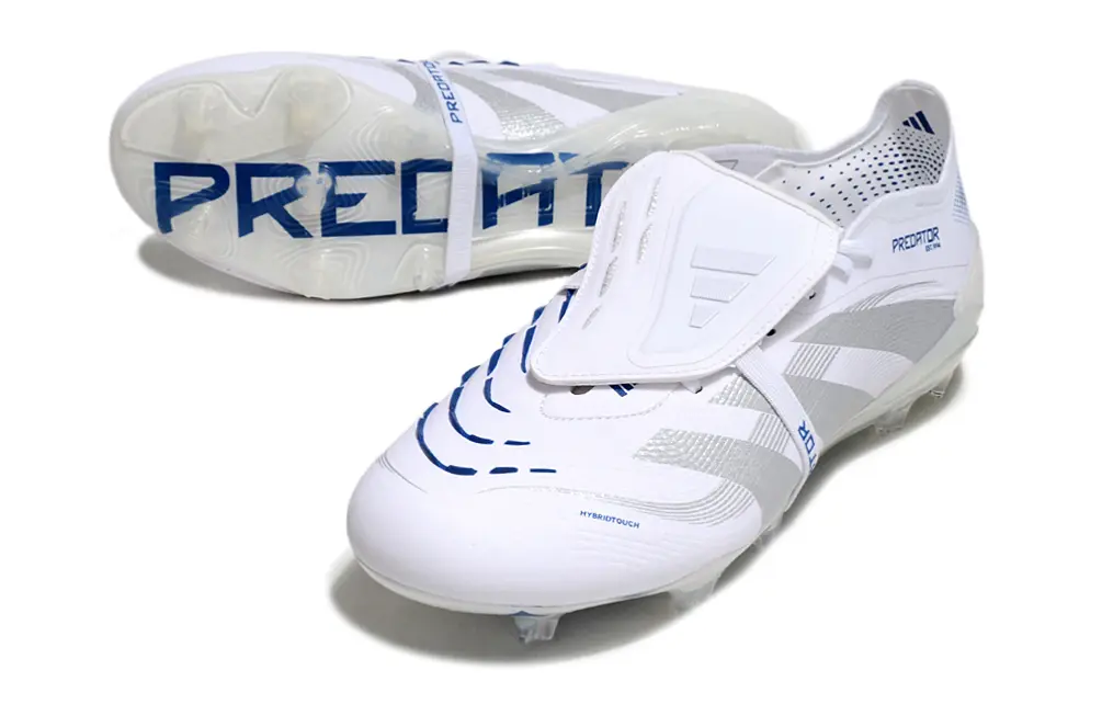 Predator 25 Elite Fold-over Tongue Blanc/Argenté/Bleu (FG) Bonplancrampons
