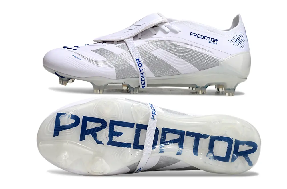 Predator 25 Elite Fold-over Tongue Blanc/Argenté/Bleu (FG) Bonplancrampons