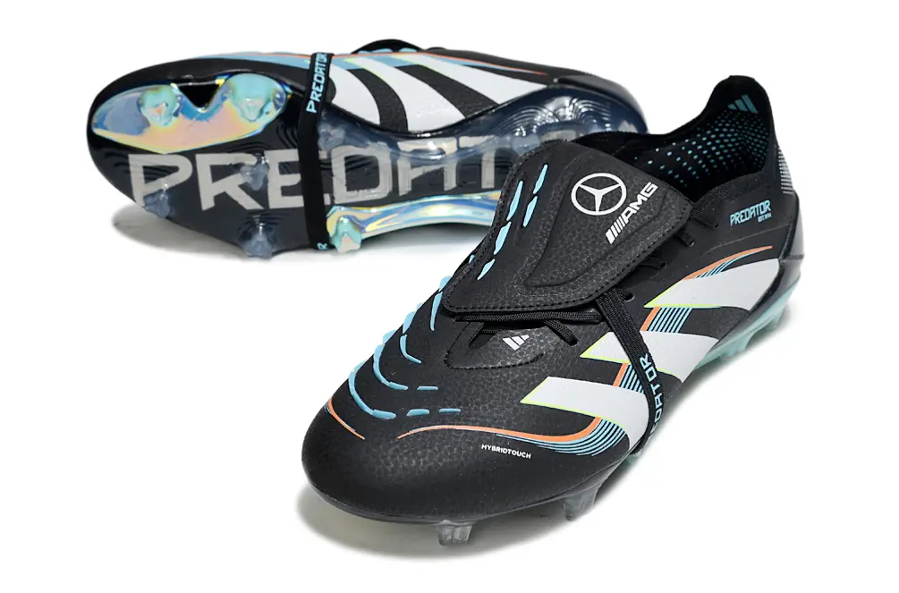 Predator 25 Elite Fold-over Tongue Mercedez-Benz Noir/Blanc/Bleu Clair (FG) Bonplancrampons