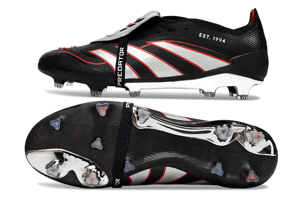 Predator 25 Elite Fold-over Tongue Obsidian Strike - Noir/Argenté/Rouge ÉDITION LIMITÉE (FG) Bonplancrampons