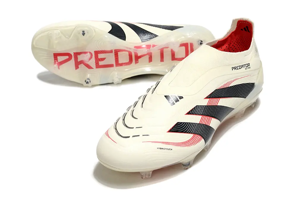 Predator Laceless Elite Beige/Rouge/Noir (FG) Bonplancrampons
