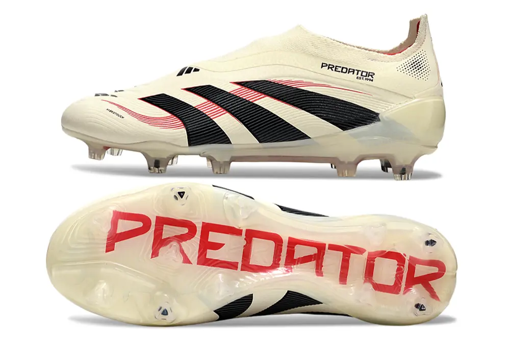 Predator Laceless Elite Beige/Rouge/Noir (FG) Bonplancrampons