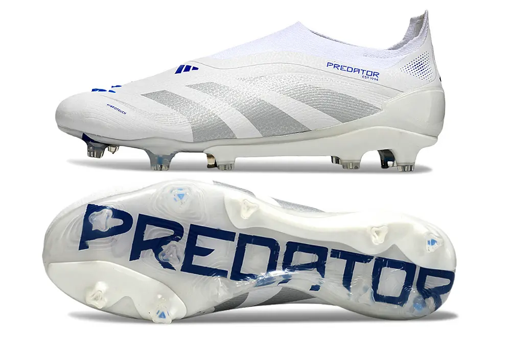 Predator Laceless Elite Blanc/Bleu/Argenté (FG) Bonplancrampons