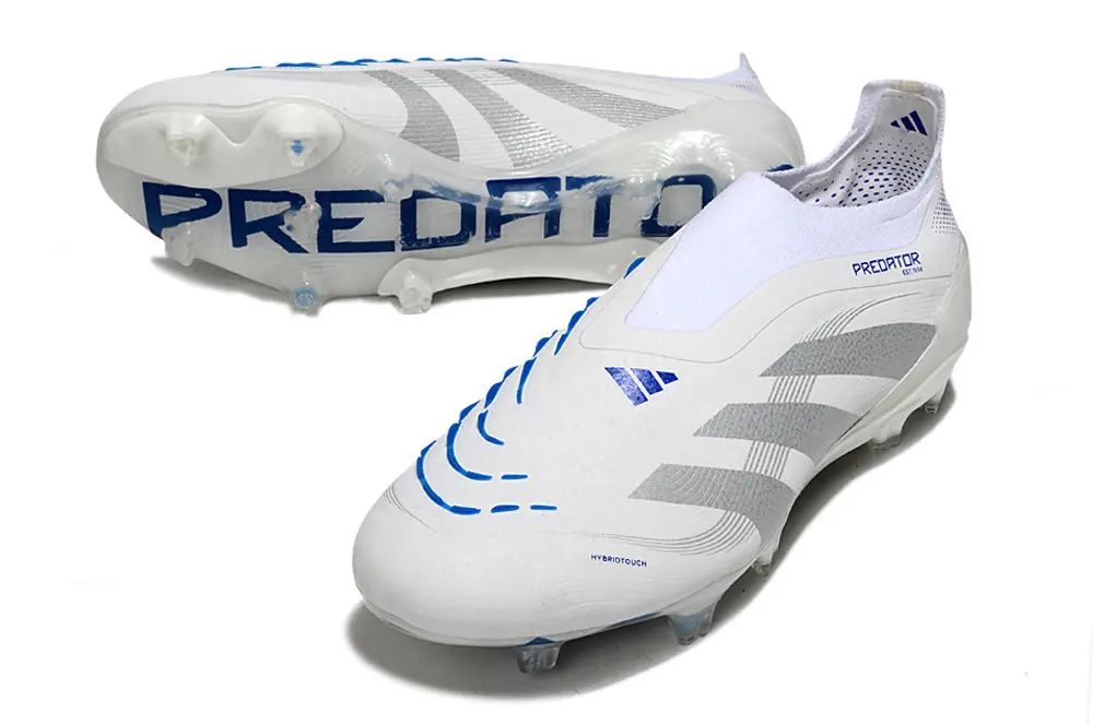 Predator Laceless Elite Blanc/Bleu/Argenté (FG) Bonplancrampons