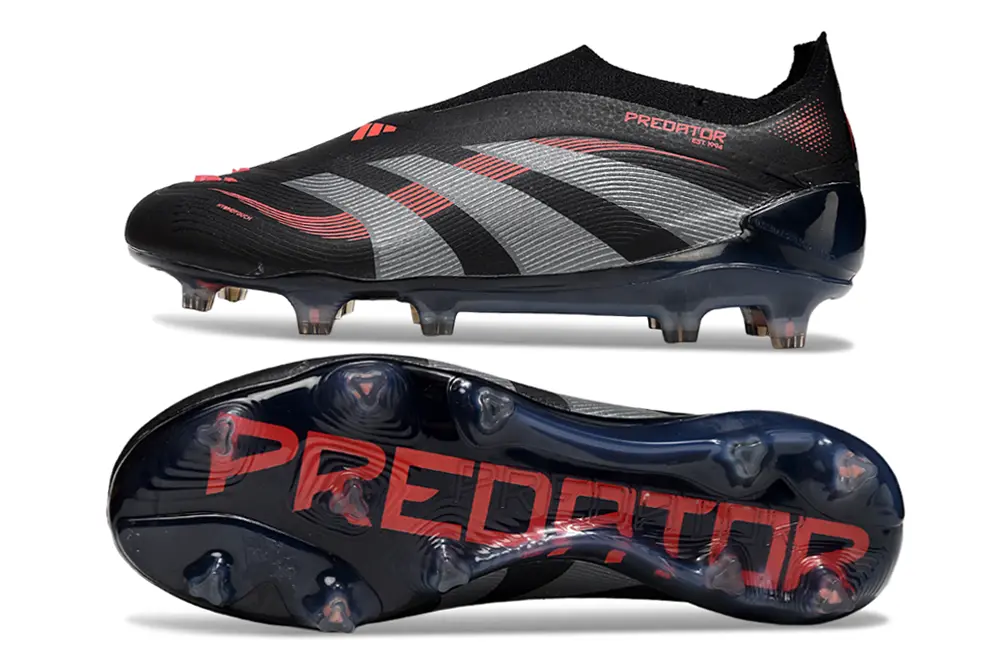 Predator Laceless Elite Noir/Rouge/Gris (FG) Bonplancrampons